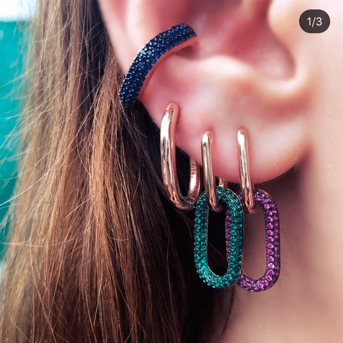 Pembe Taşlı İç İçe Geçen Oval İthal Küpe 
