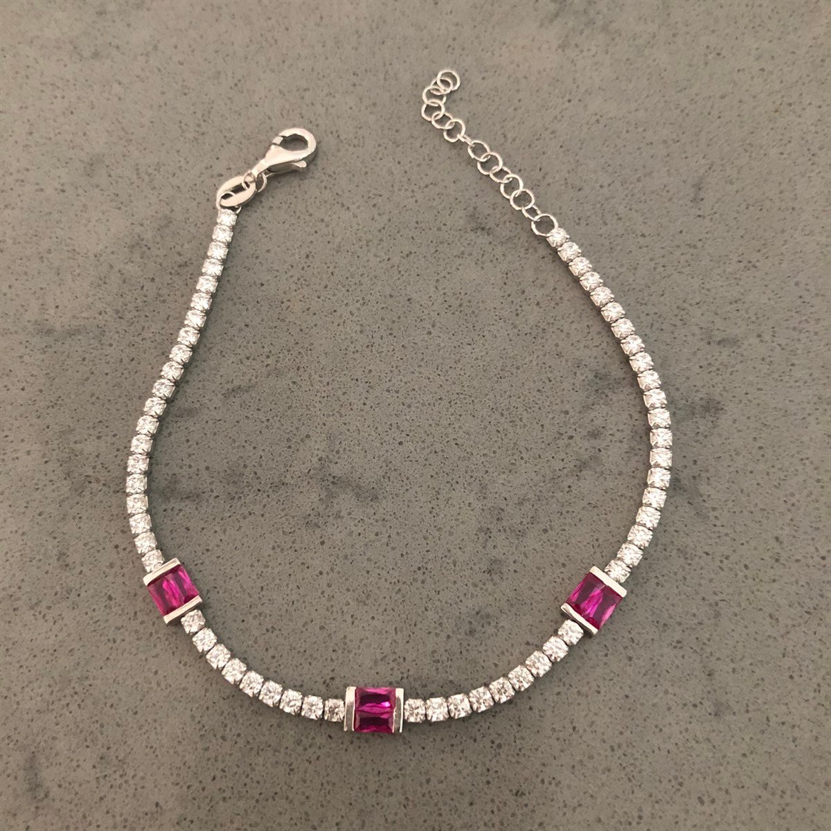Pembe Üç Baget Taş Suyolu Bileklik