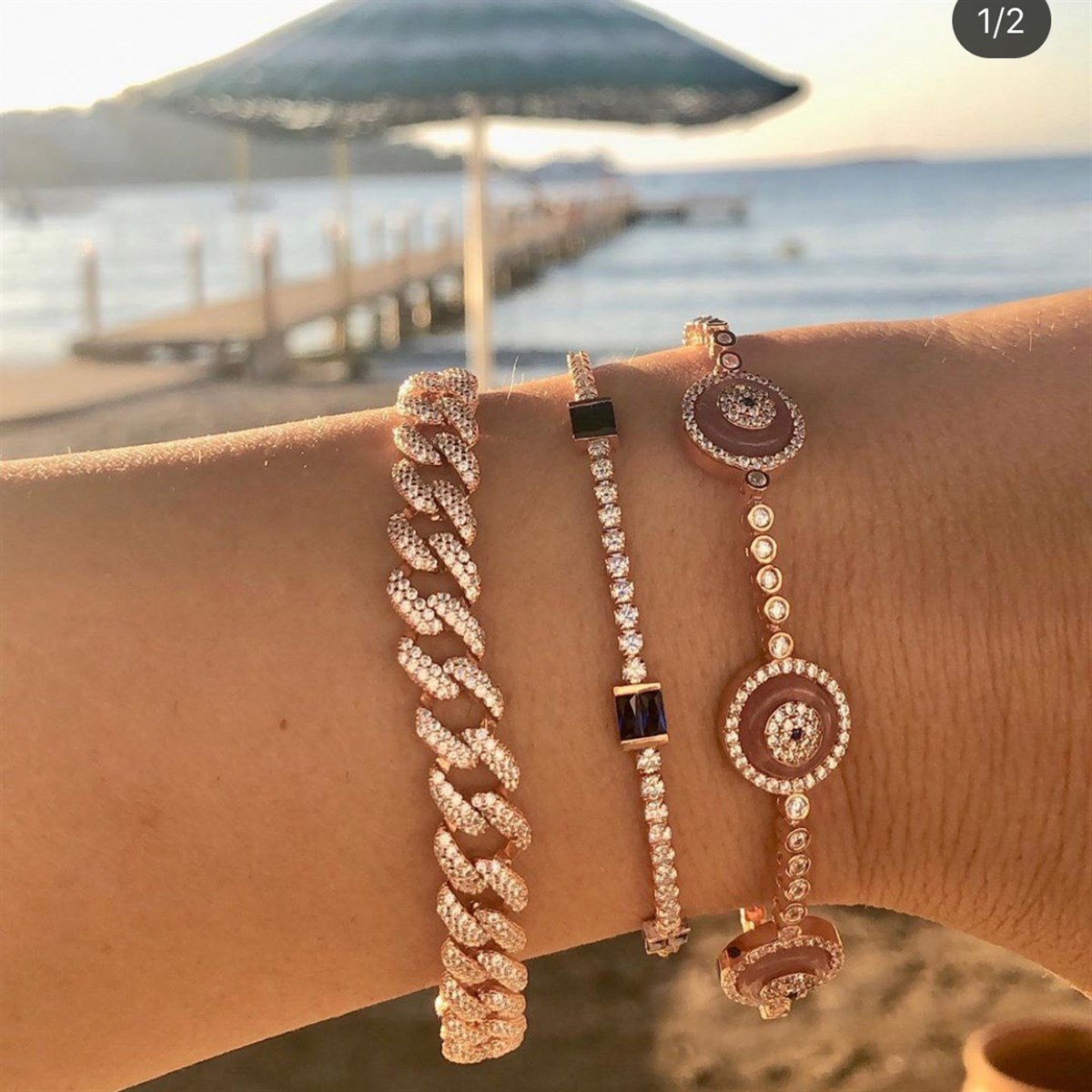 Pembe Üçlü Camgöz Bileklik