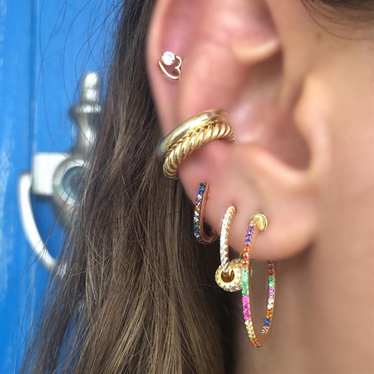 Renkli Taş Mini İthal Küpe