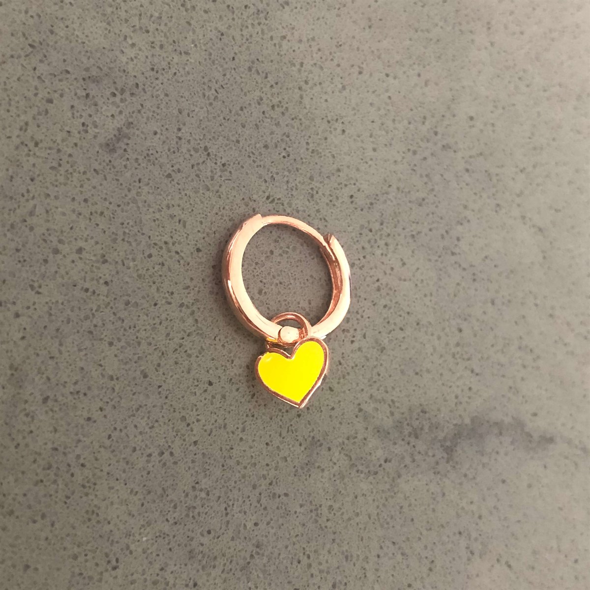 Sarı Mini Kalp Küpe