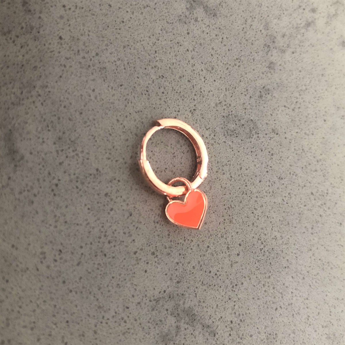 Turuncu Mini Kalp Küpe