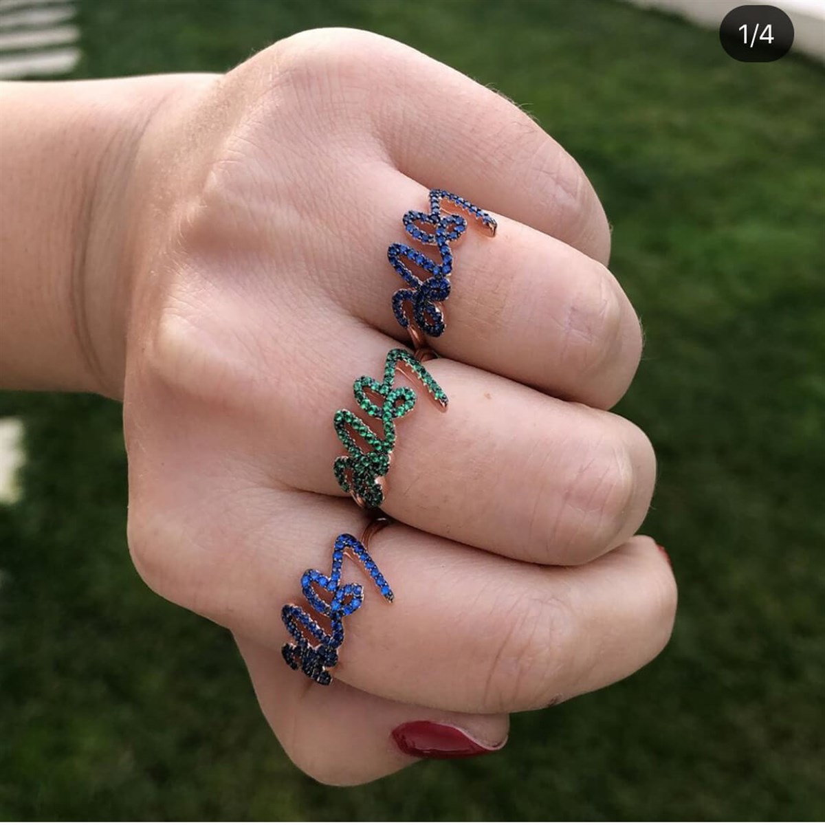 Yeşil Taş Love İthal Yüzük