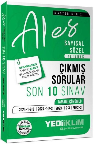 KolektifALES Çikmis Sorular2026 ALES Sayısal Sözel Yetenek Tamamı Çözümlü Son 10 Sınav Çıkmış Sorular (23 Kasım 2025 Ales-3 Ekl