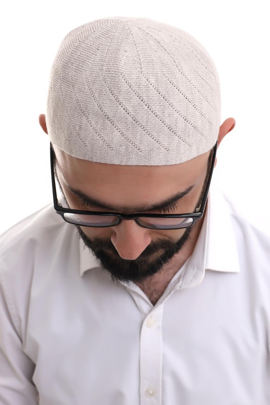 Çapraz Dokuma Takke - Krem