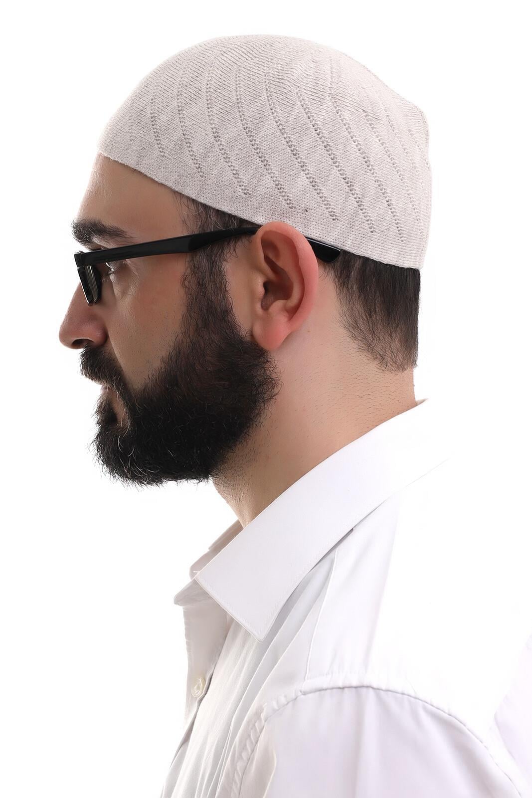 Çapraz Dokuma Takke - Krem