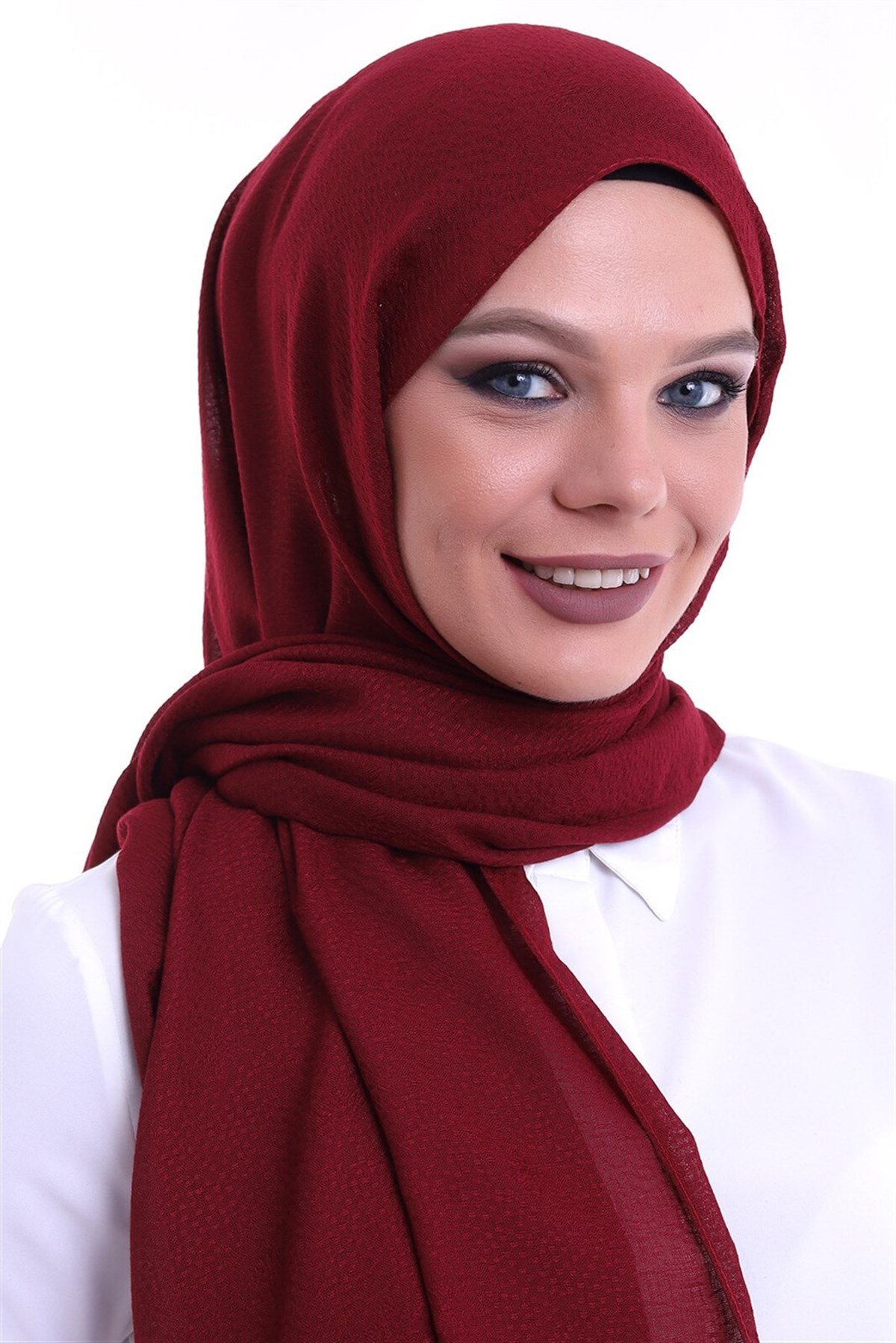 Desenli Pamuk Şal Bordo