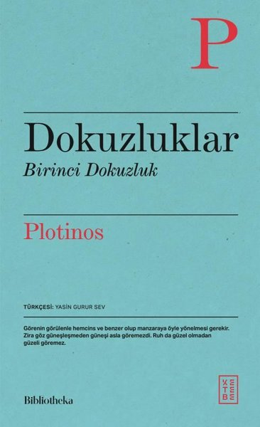 PlotinosFelsefe BilimiDokuzluklar - Birinci Dokuzluk