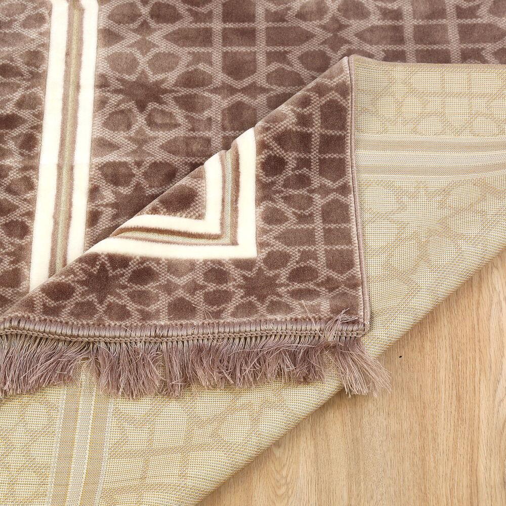 Edebali Lüks Kalın Kadife Halı Tipi  Soft Yumuşak  Seccade- Vizon (70*120 cm 1100 gr)