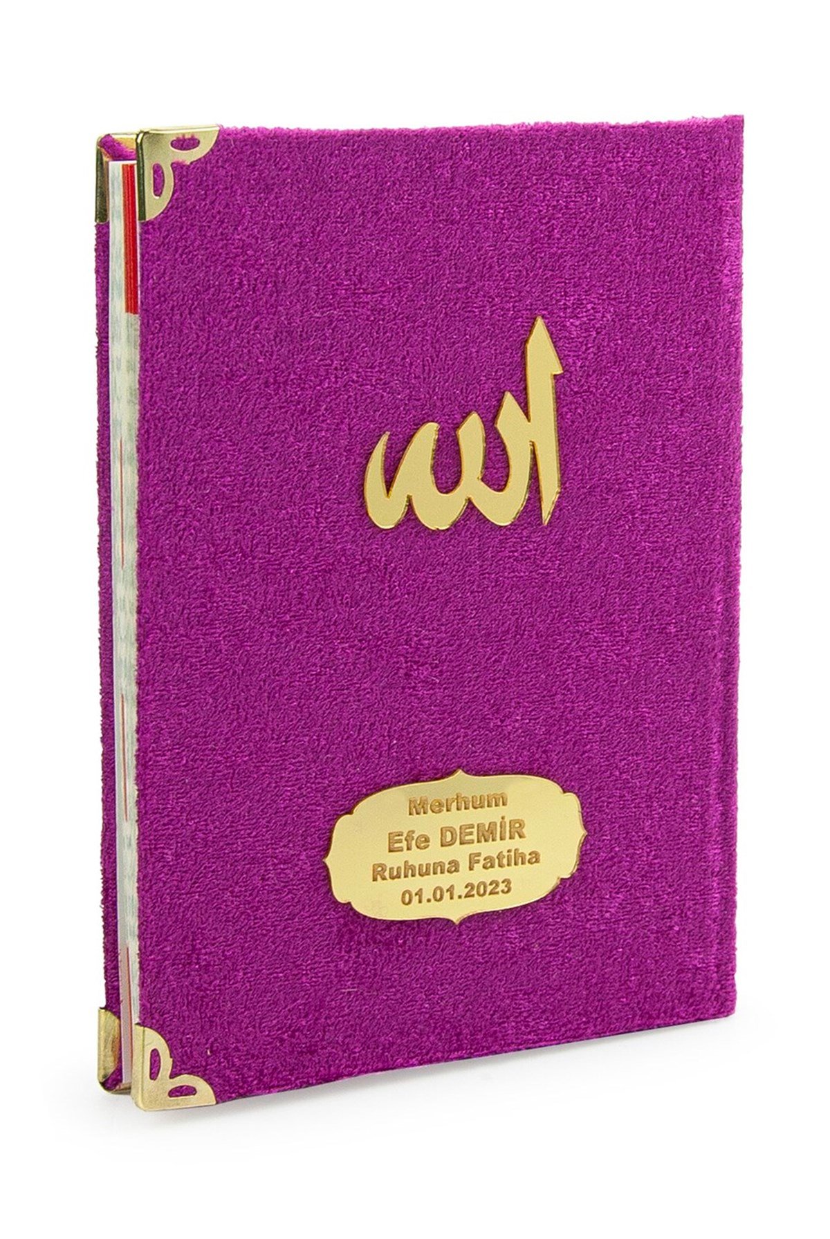 Ekonomik Kadife Kaplı Yasin Kitabı - 80 Sayfa Fuşya Rengi