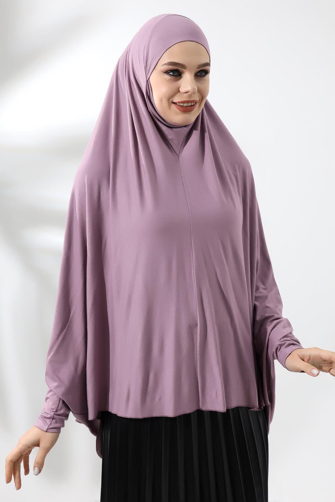 Gül Kurusu Hazır Pratik Sultanbaş Tesettür Kollu Penye Sufle Eşarp Hijab