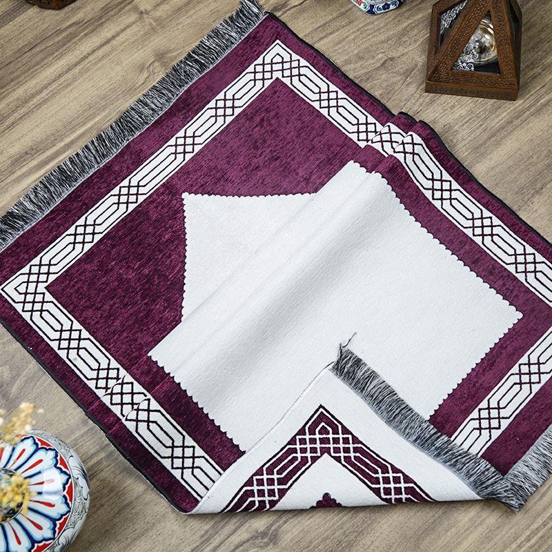 Hediyelik Çift Taraf Seccade Mor Krem 70x130 cm - 450 gr