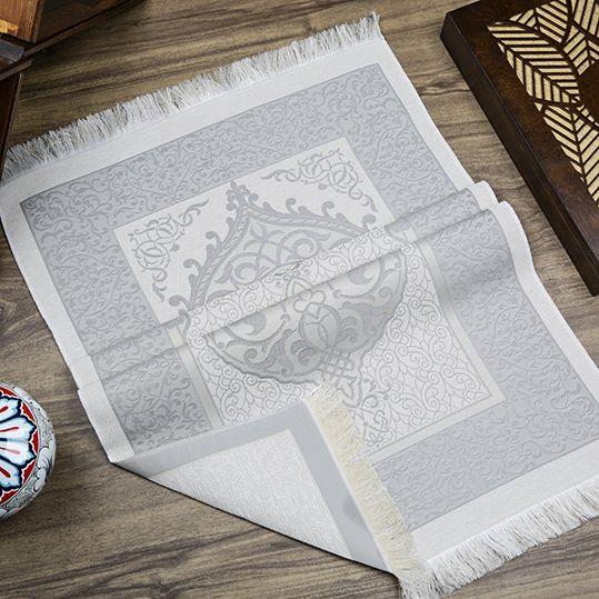Hediyelik İpek Nur Tafta Seccade Koyu Gri 68x110 cm - 300 gr