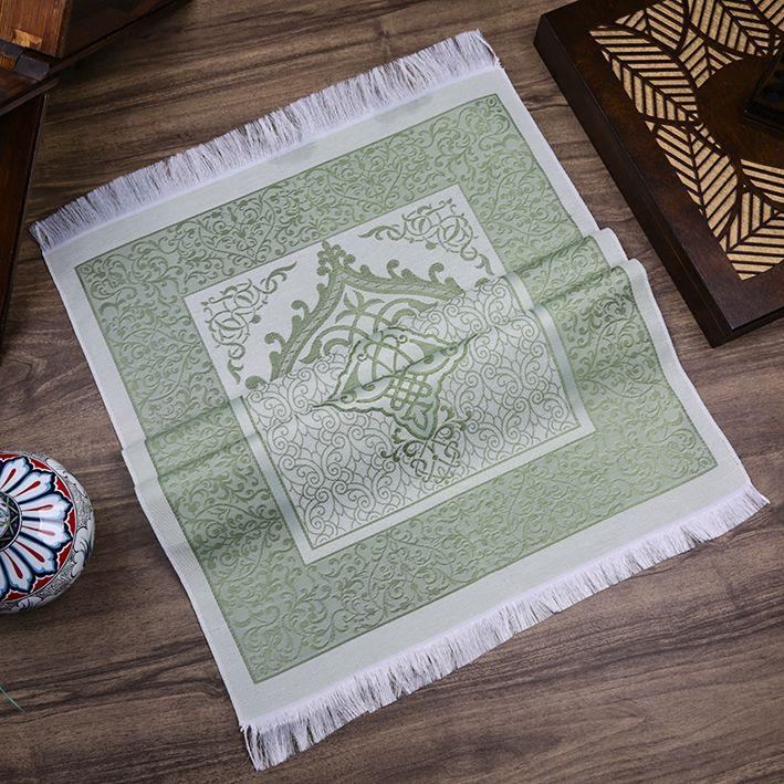 Hediyelik İpek Nur Tafta Seccade Yeşil 68x110 cm - 300 gr