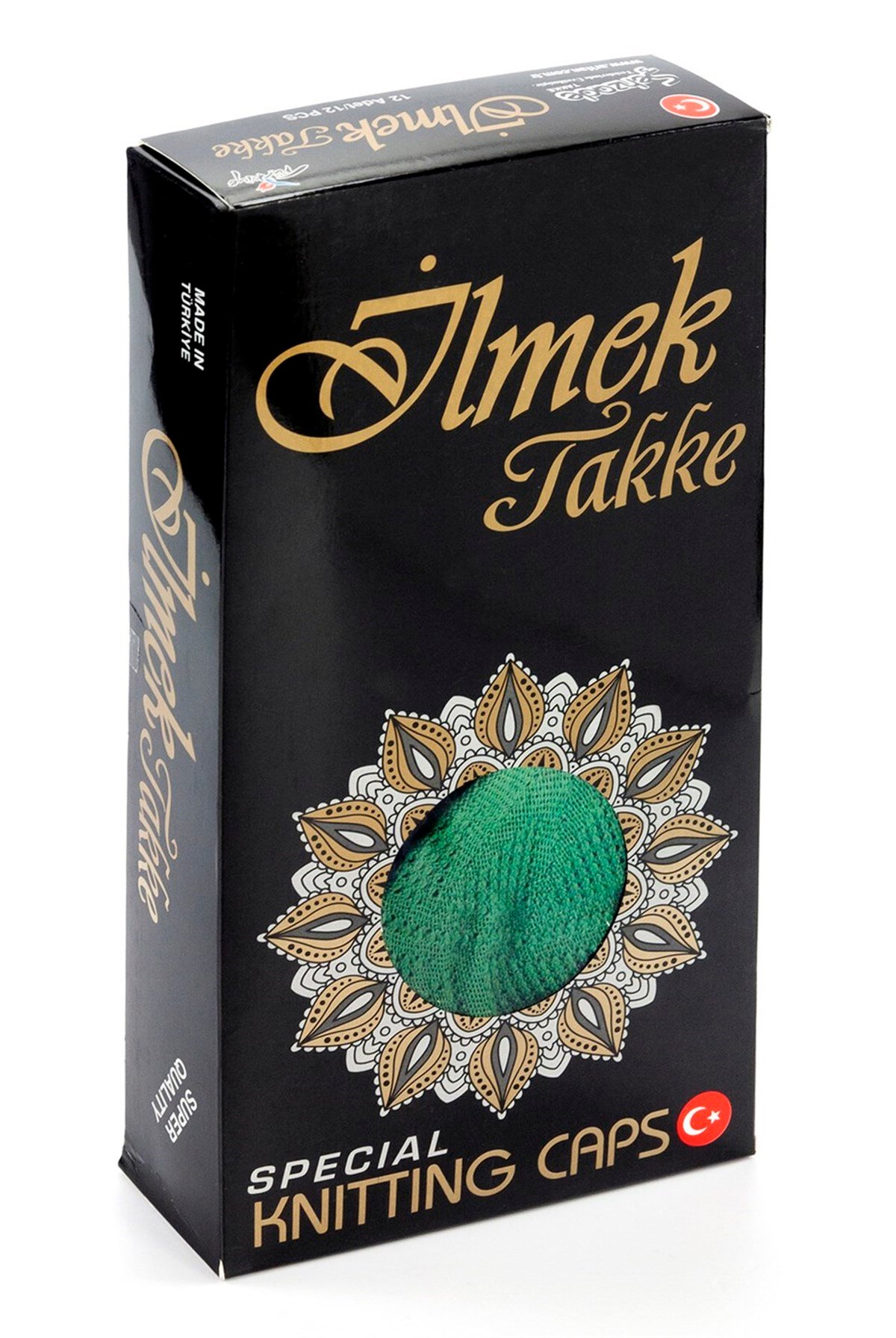 İlmek Dantel Örme Namaz Takkesi - Yeşil