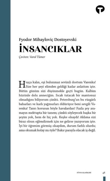 Fyodor Mihayloviç DostoyevskiDünya Klasikleriİnsancıklar