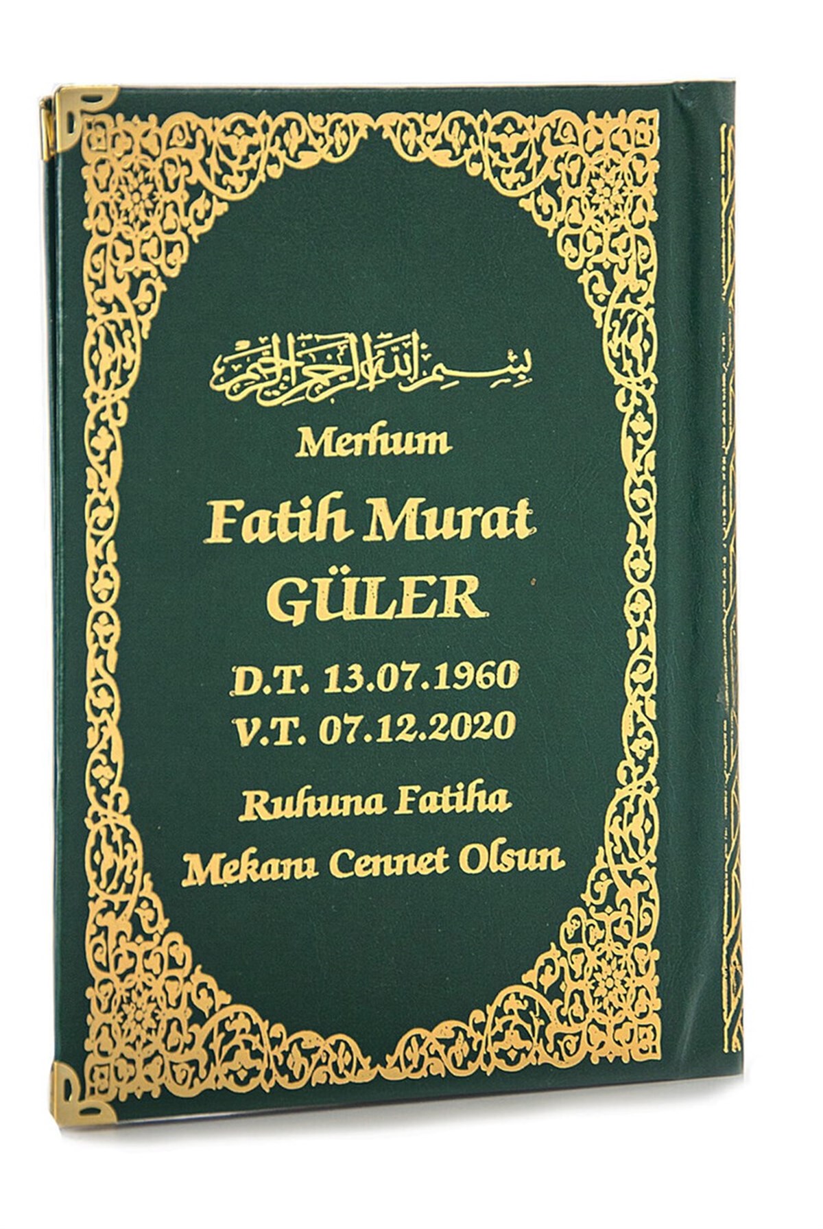 İsim Baskılı Ciltli Yasin Kitabı - Orta Boy - 80 Sayfa - Yeşil Renk - Cemiyet Hediyeliği
