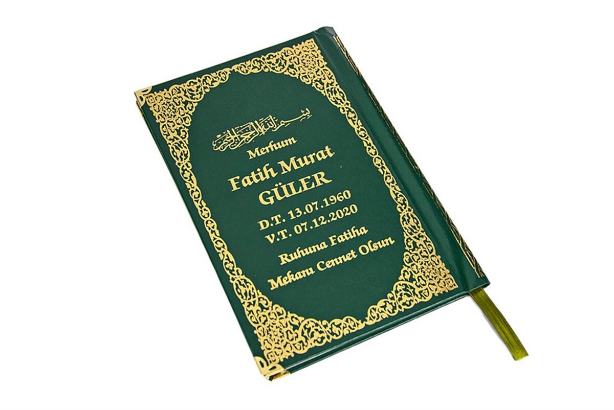 İsim Baskılı Ciltli Yasin Kitabı - Orta Boy - 80 Sayfa - Yeşil Renk - Cemiyet Hediyeliği