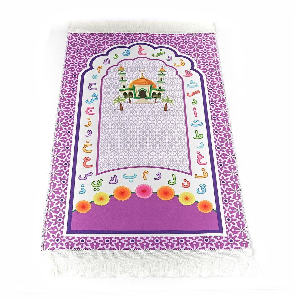 İsme Özel Çocuk Seccadesi Aksa - Mor 45x82 cm - 110 gr - Tesbih Hediyeli - ikranur