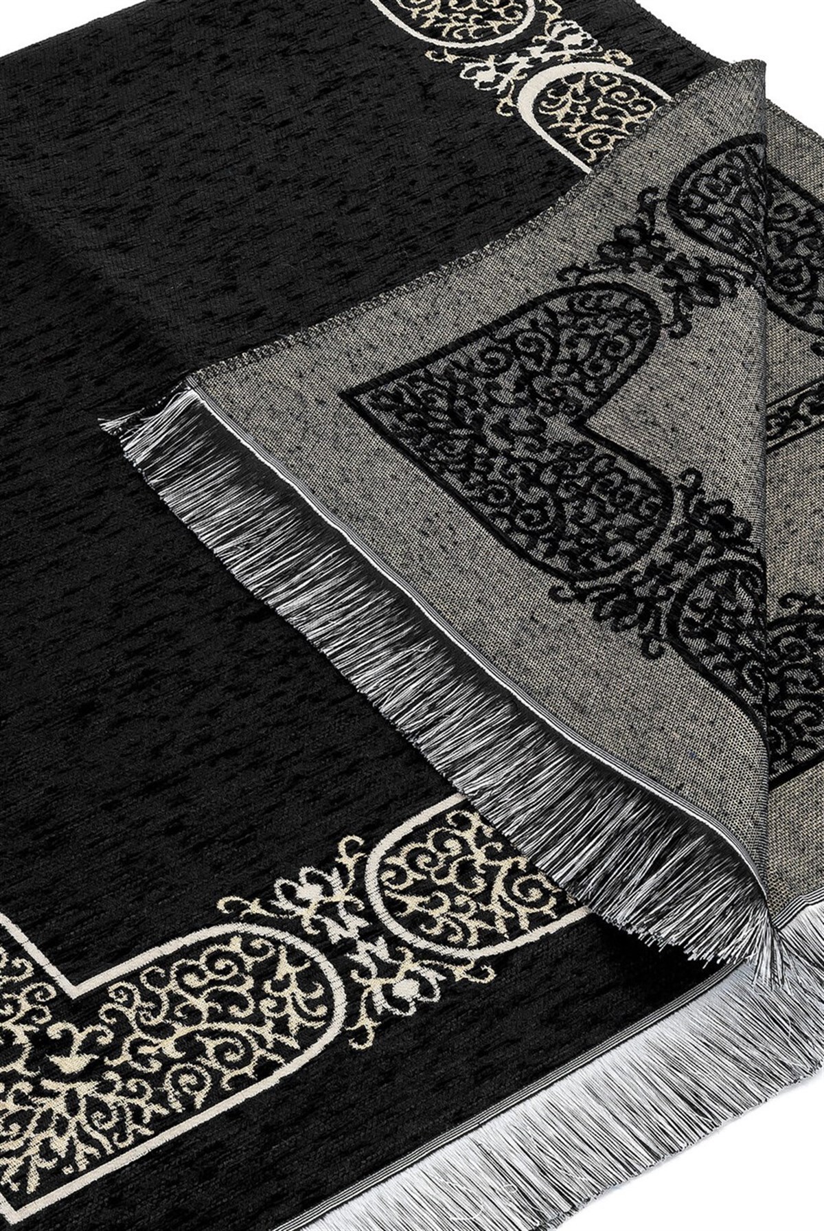 Kabe Desenli Şönil Seccade - Siyah Renk