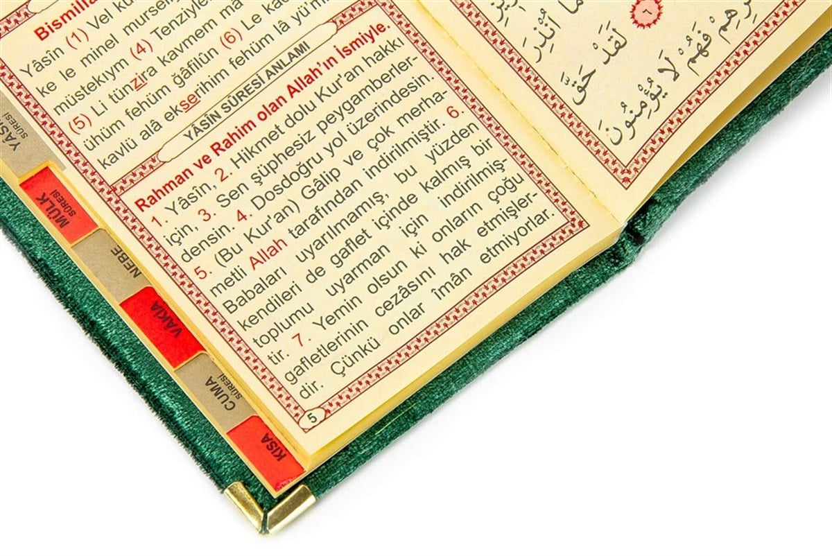 Kadife Yasin Kitabı Çanta Boy Seccade Tesbihli Kutulu Yeşil
