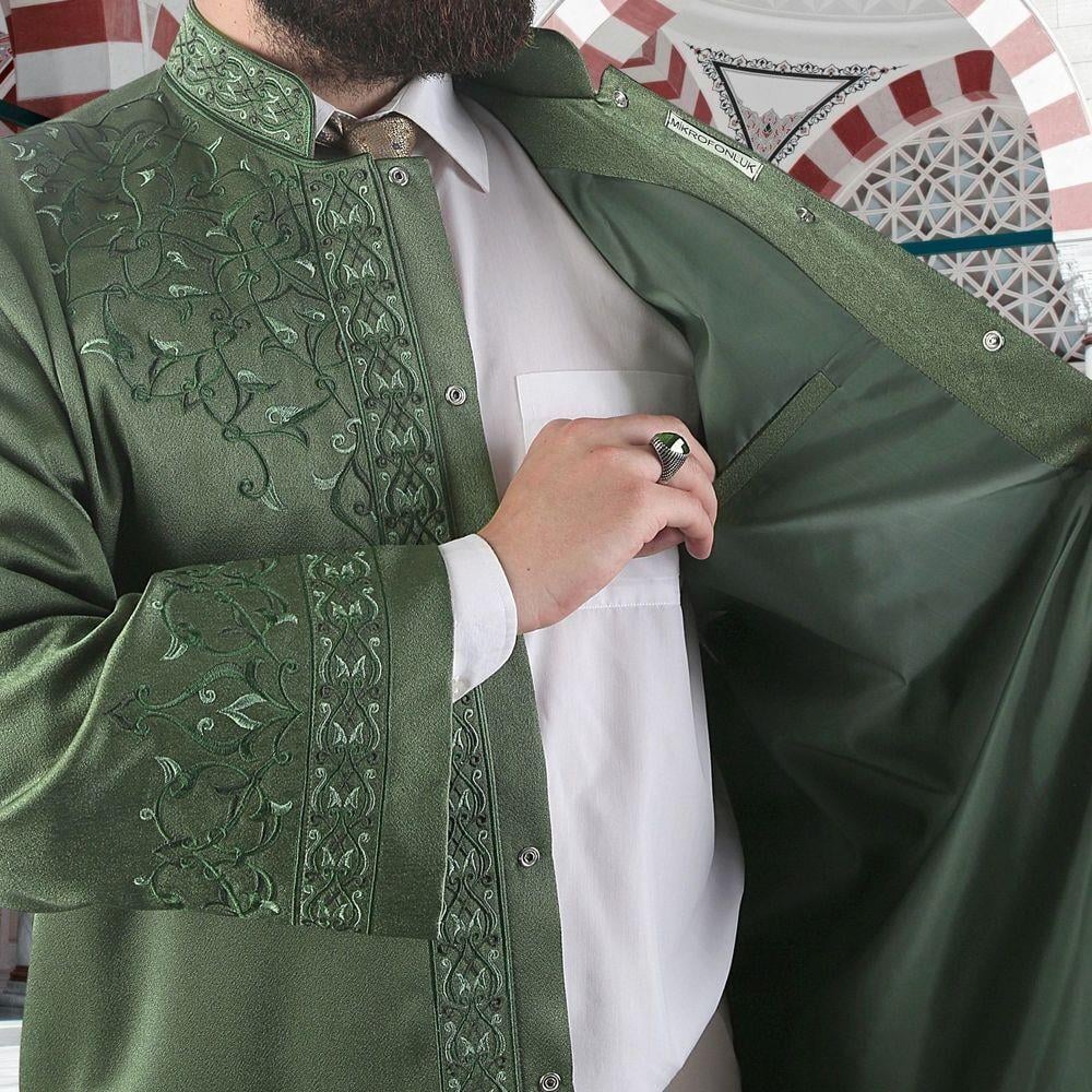 Lüks Dua İmam Cübbesi Haki Yeşil