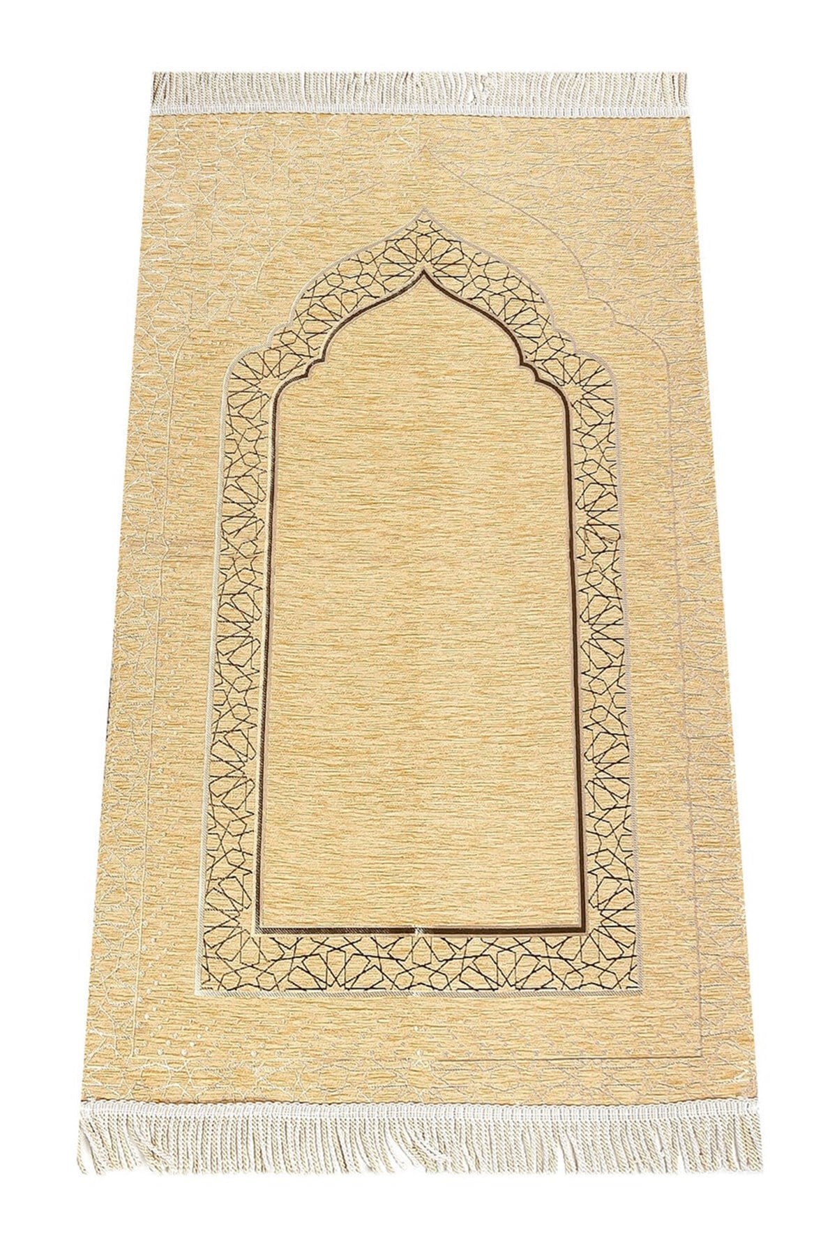 Mihrap Desenli Astarlı Şönil Seccade - Gold