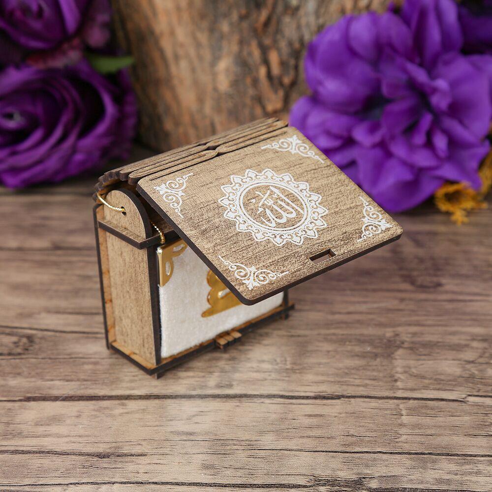 Mini Ahşap Kutu & Mini Kur'an-ı Kerim Beyaz (8x7cm)
