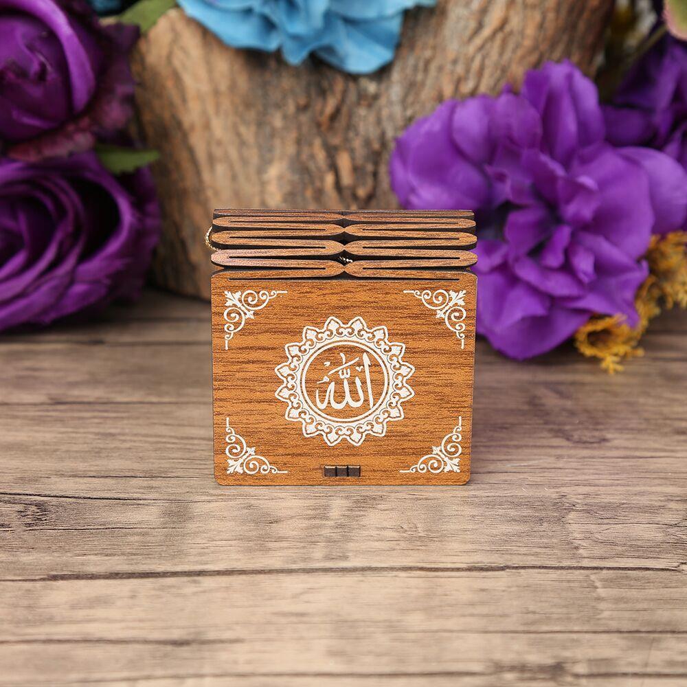 Mini Ahşap Kutu & Mini Kur'an-ı Kerim Kırmızı (8x7cm)