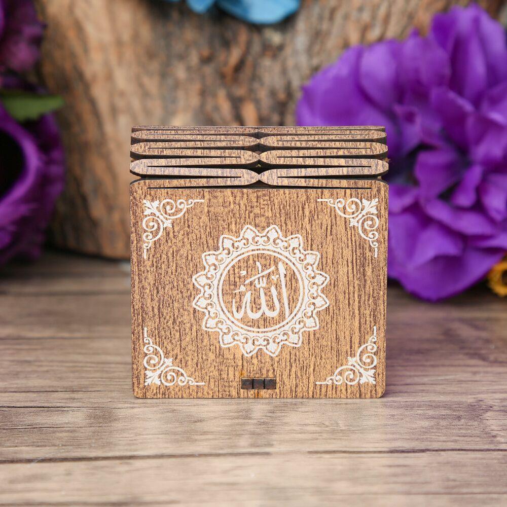 Mini Ahşap Kutu & Mini Kur'an-ı Kerim Pembe (8x7cm)