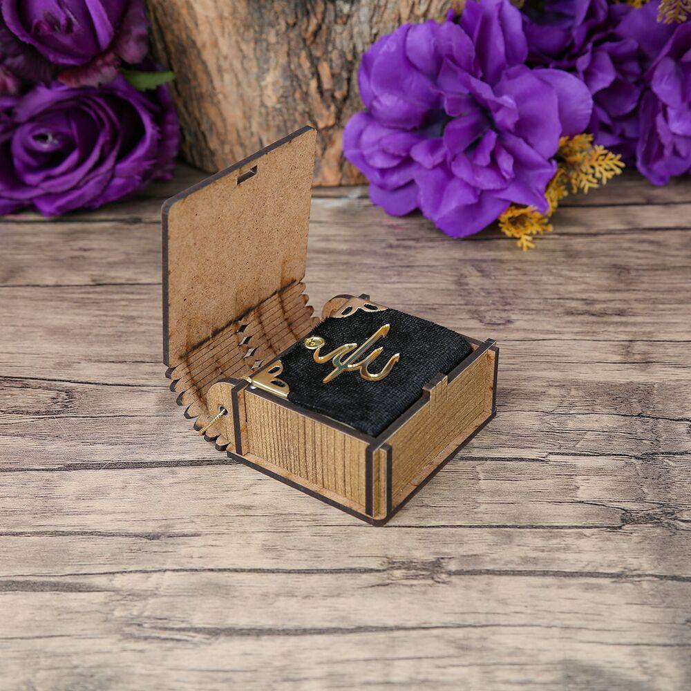 Mini Ahşap Kutu & Mini Kur'an-ı Kerim Siyah (8x7cm)