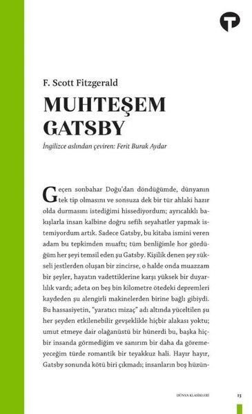 F. Scott FitzgeraldTürkçe RomanlarMuhteşem Gatsby