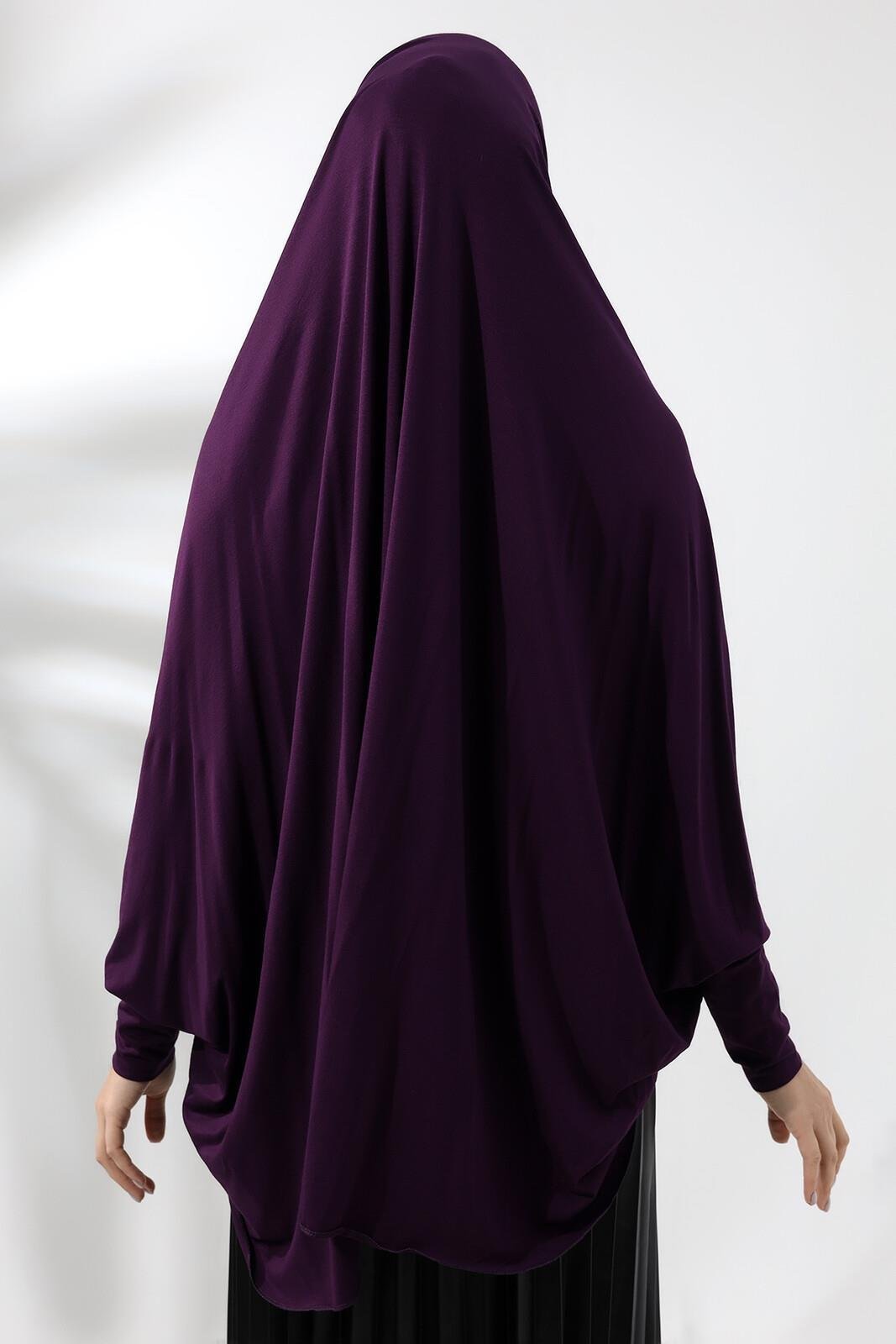 Mürdüm Hazır Pratik Sultanbaş Tesettür Kollu Penye Sufle Eşarp Hijab