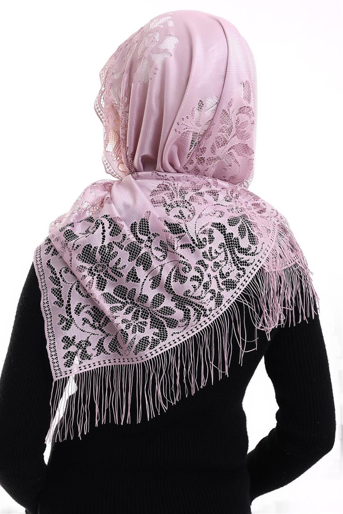 Narin Pamuk Tül Şal Pembe-2 60x160