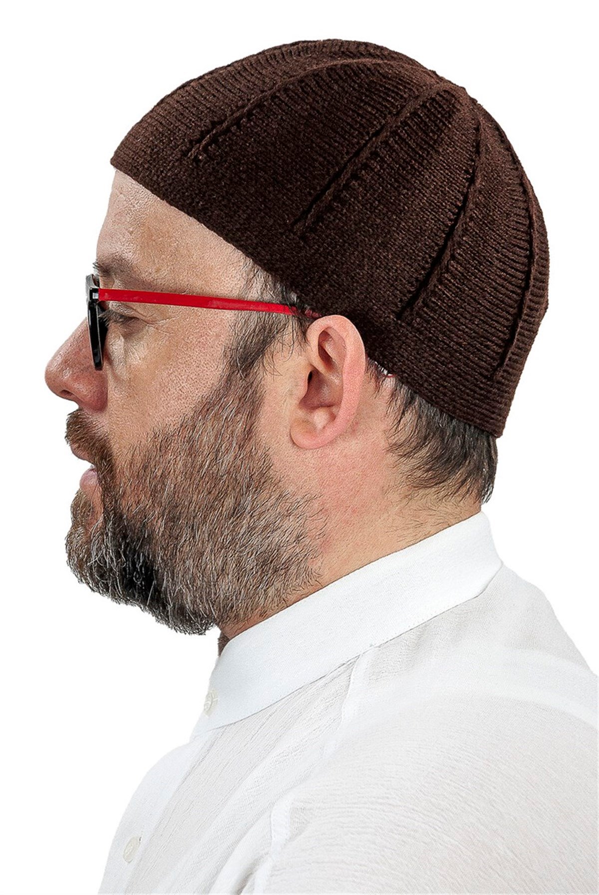 Orlon Örme Kışlık Yün Bere Takke Sade Kahverengi