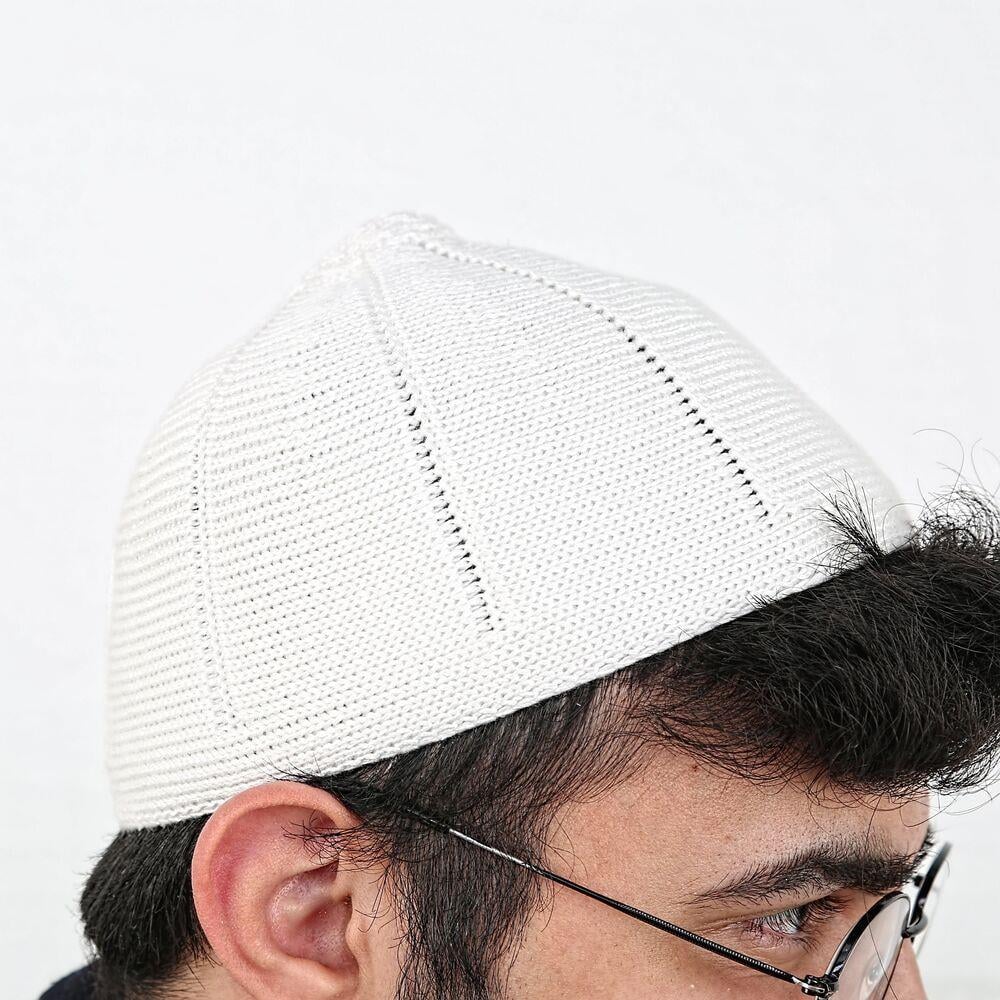 Örme Takke Kalın Beyaz