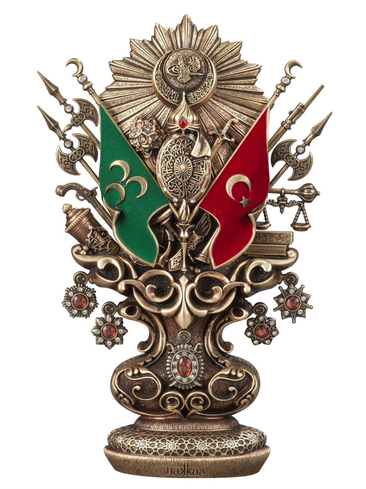 Osmanlı Boytu (Orta Boy) Osmanlı Devlet Arması Antik Sarı