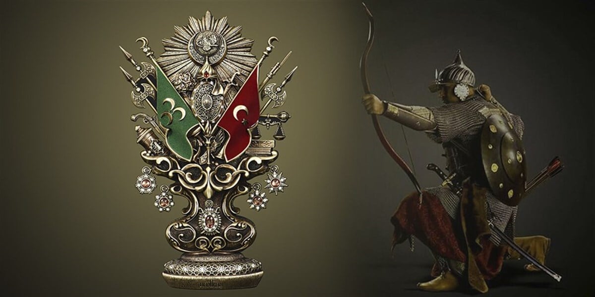 Osmanlı Boytu (Orta Boy) Osmanlı Devlet Arması Antik Sarı