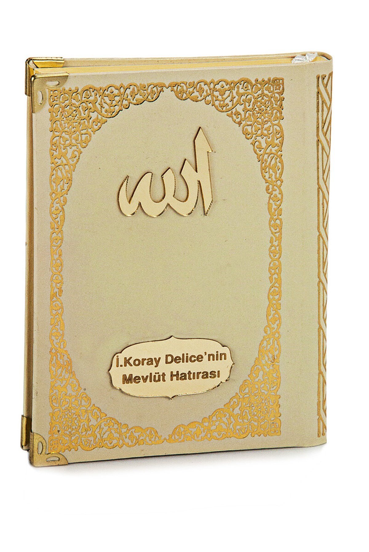 Pleksiye Özel İsim Yazılı Ciltli Yasin Kitabı Çanta Boy Krem 128 Sayfa