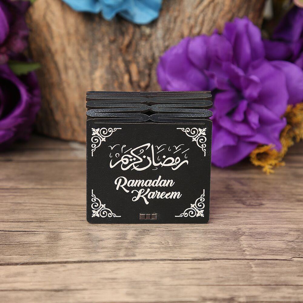 Ramazan Kerim Mini Ahşap Kutu & Mini Kur'an-ı Kerim Siyah (8x7cm)