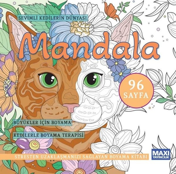 KolektifDiğerSevimli Kedilerin Dünyası - Mandala - Büyükler İçin Boyama - Kedilerle Boyama Terapisi