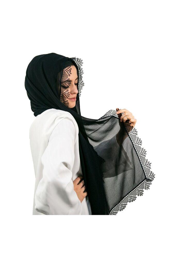 Siyah İğne Oyalı Şal
