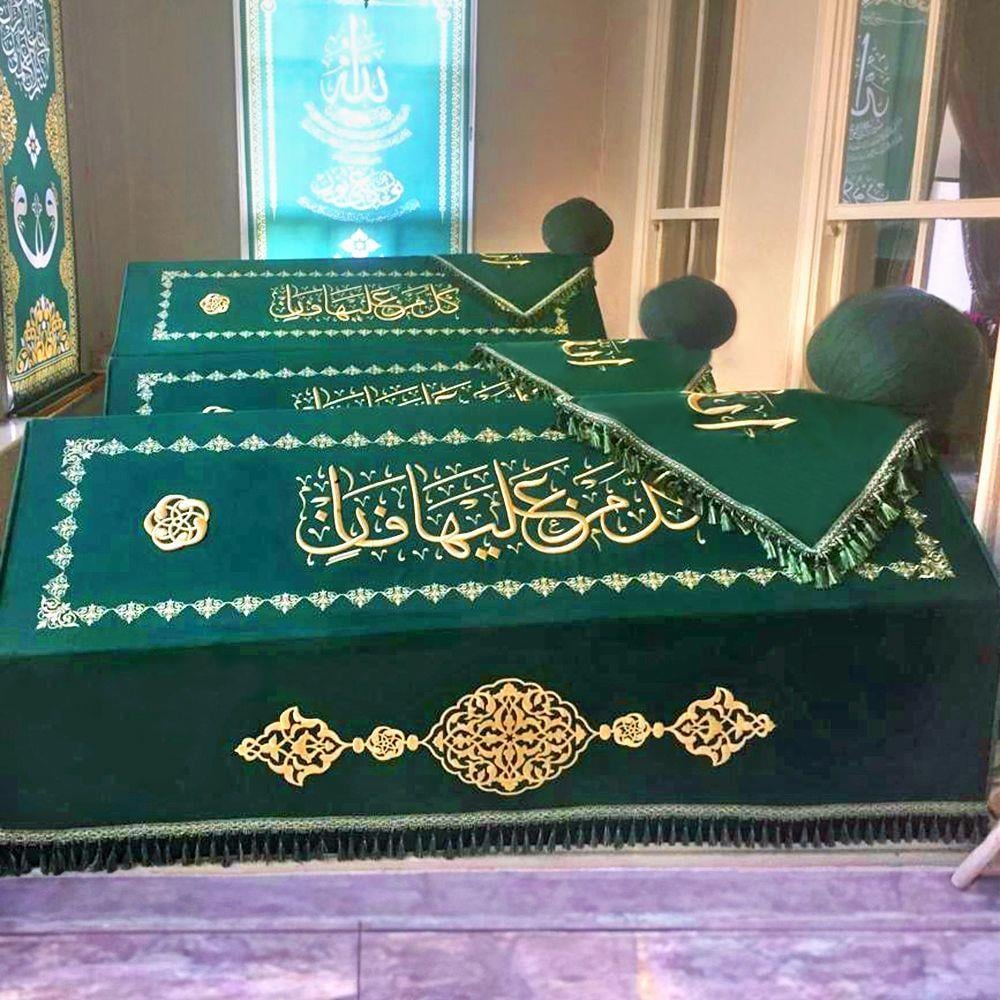 Tabut Örtüsü Sofular Tekkesi Türbesi Sanduka Örtüsü & Puşide Yeşil (Özel Ölçü Yapılmaktadır.) - Fatih