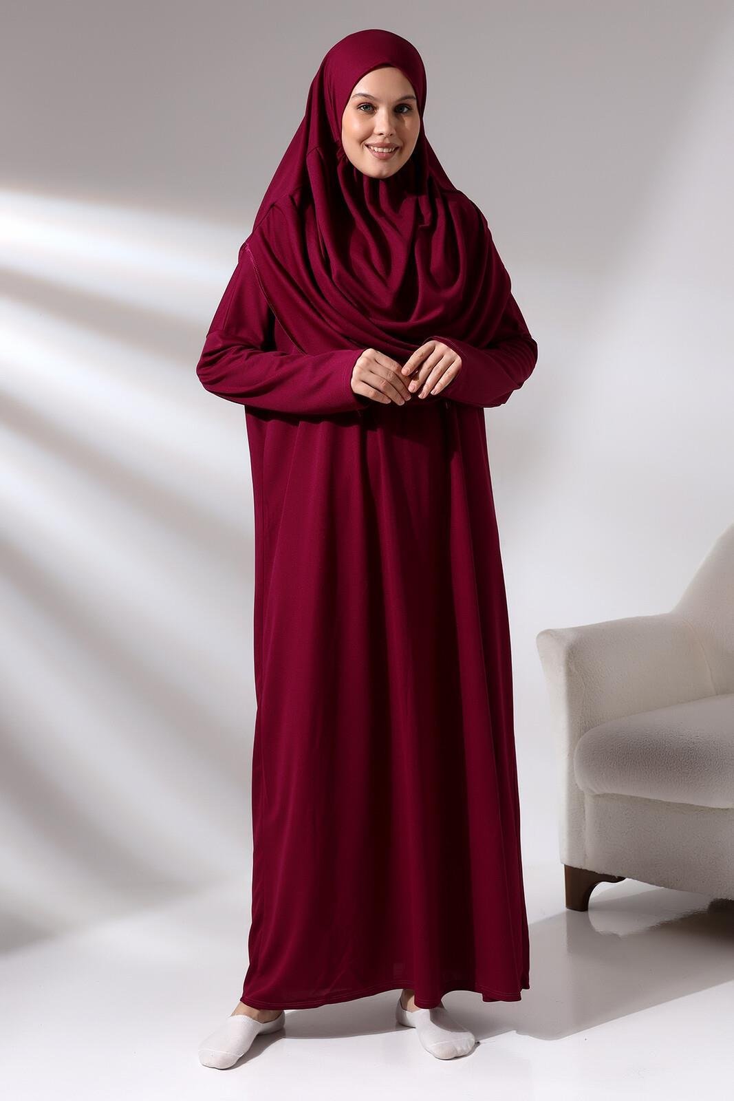 Tek Parça Namaz Elbisesi - Fuşya - 5015