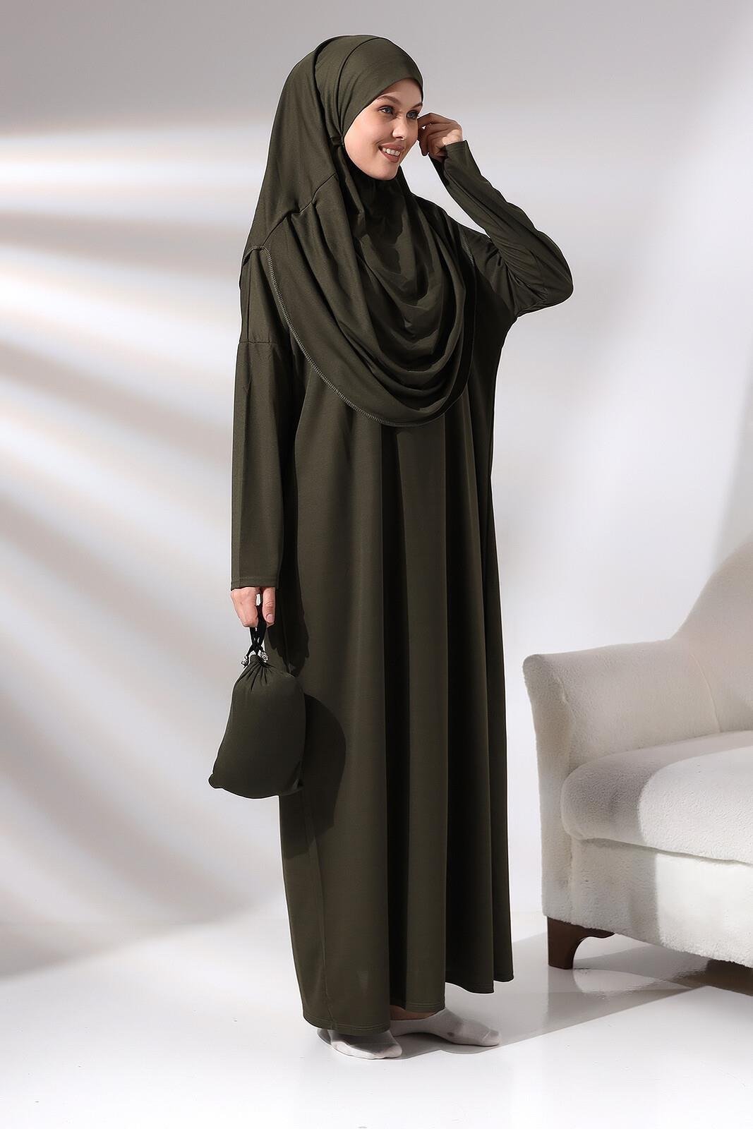 Tek Parça Namaz Elbisesi - Haki - 5015