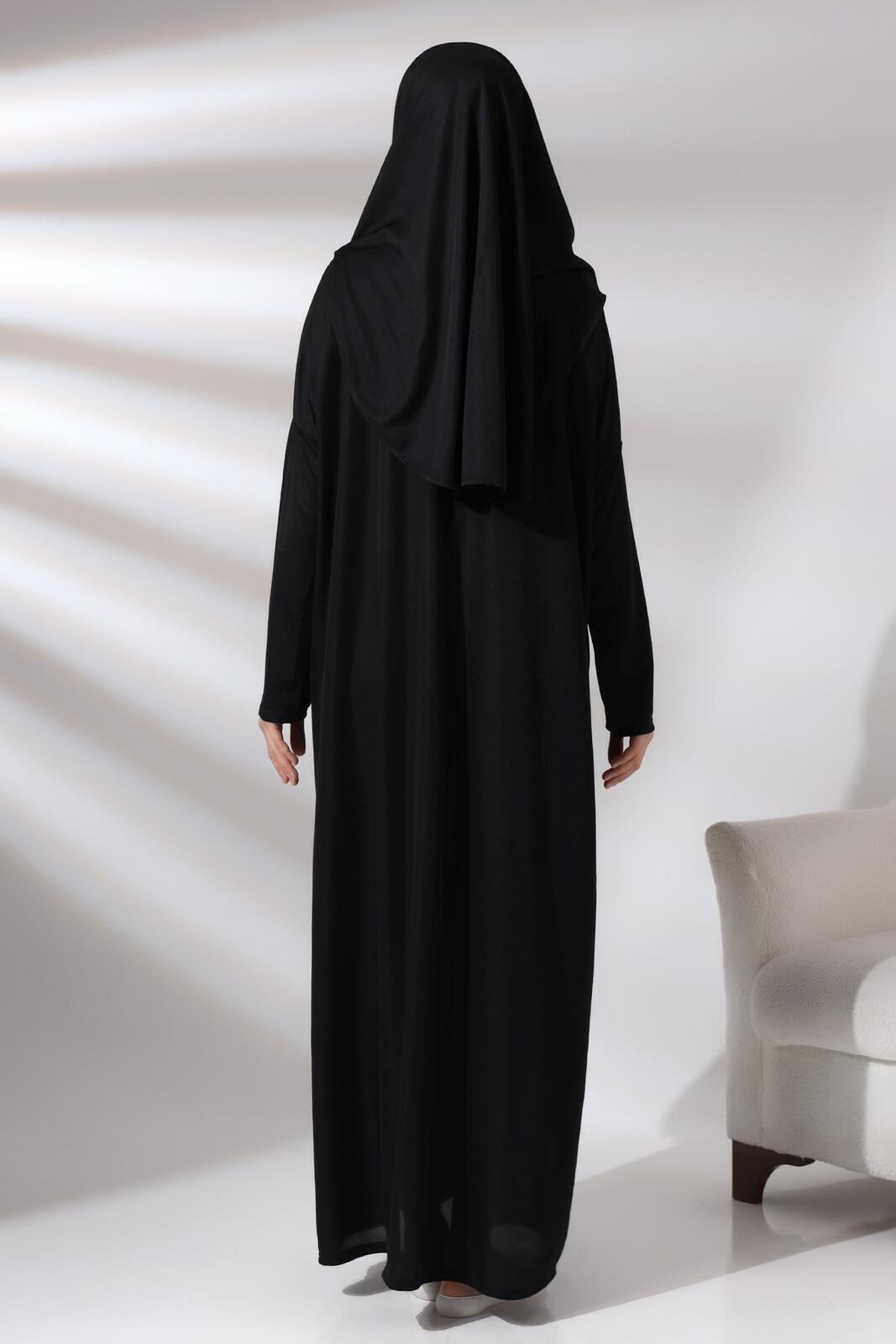 Tek Parça Namaz Elbisesi - Seccade - Tesbih - İbadet Seti - Siyah