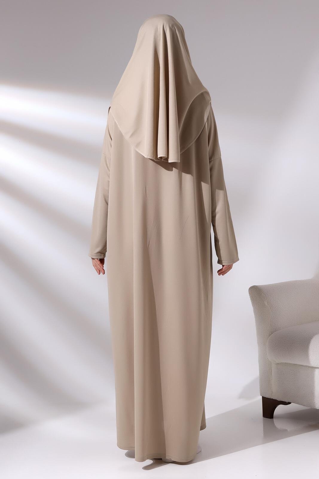 Tek Parça Namaz Elbisesi - Vizon - 5015