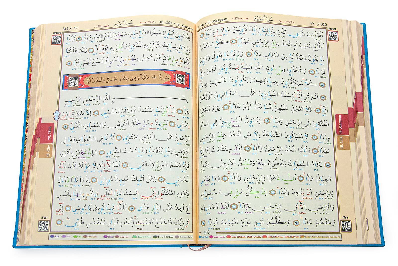 Termoderi Ciltli Satır Altı Tecvidli Kuranı Kerim - Bilgisayar Hatlı - Orta Boy -  Turkuaz Renk - Seda Yayınları