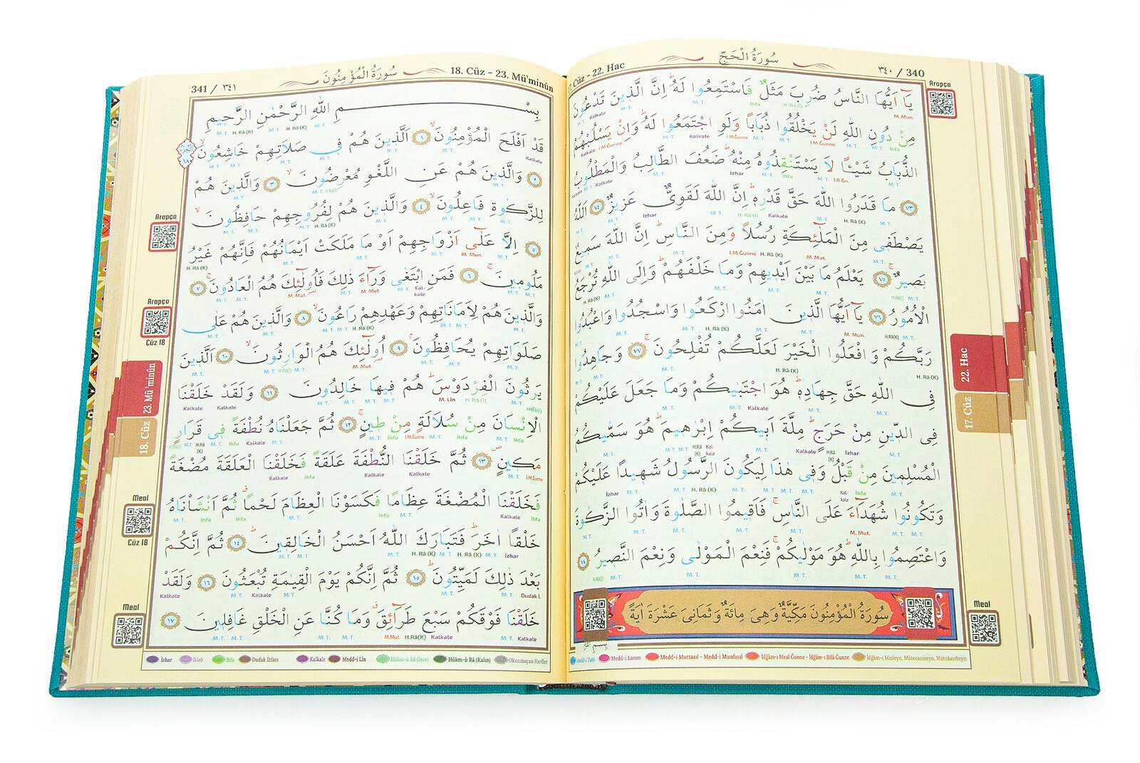 Termoderi Ciltli Satır Altı Tecvidli Kuranı Kerim - Bilgisayar Hatlı - Orta Boy -  Turkuaz Renk - Seda Yayınları