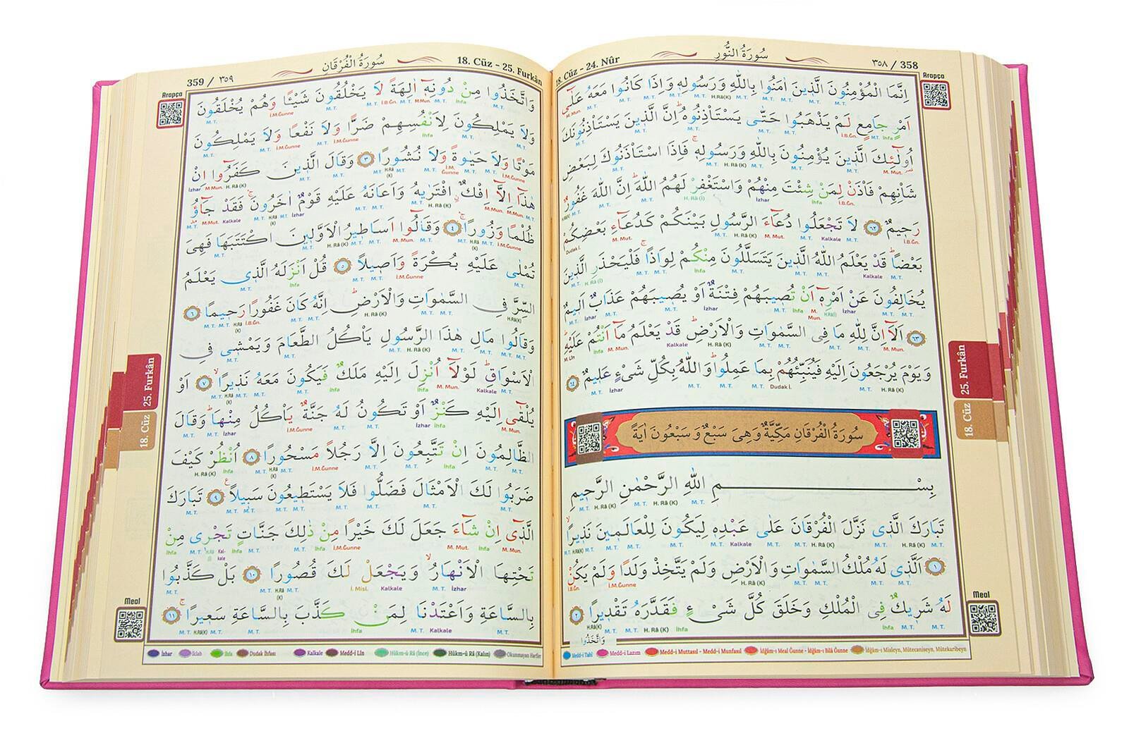 Termoderi Ciltli Satır Altı Tecvidli Kuranı Kerim - Bilgisayar Hatlı - Orta Boy -  Pembe Renk - Seda Yayınları